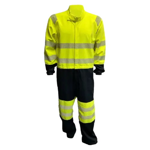 Ladies Yellow & Navy Clean Room HI-VIS 2 Layer Coverall (No Pockets or Zips)
